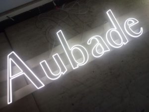 LED letters outline illuminated aubade