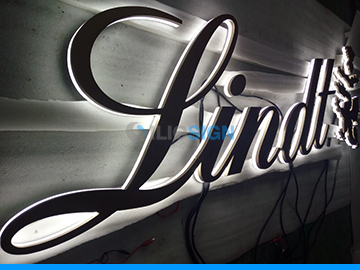 LED 3D letters for custom sign- half side lit - Chocolate maker Lindt