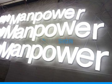 LED Reclame letters - face and side lit - manpower uitzendorganisatie