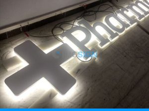 LED acrylic letters for signage - backlit- pharmacy and its cross