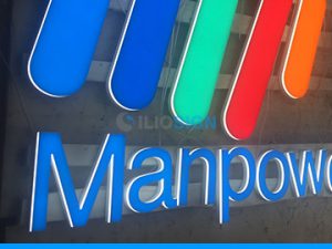 Led sign letters"MANPOWER" staffing company- Front and return lit- ILIOSIGN