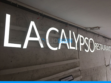LED letters in acrylic for business sign - face lit- restaurant calypso - ILIOSIGN