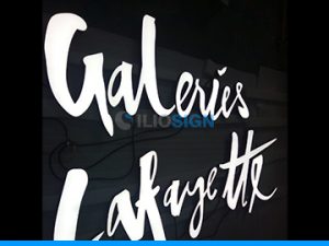 LED letters in acrylic for business sign - face lit with handwritting effect "lafayette" - ILIOSIGN